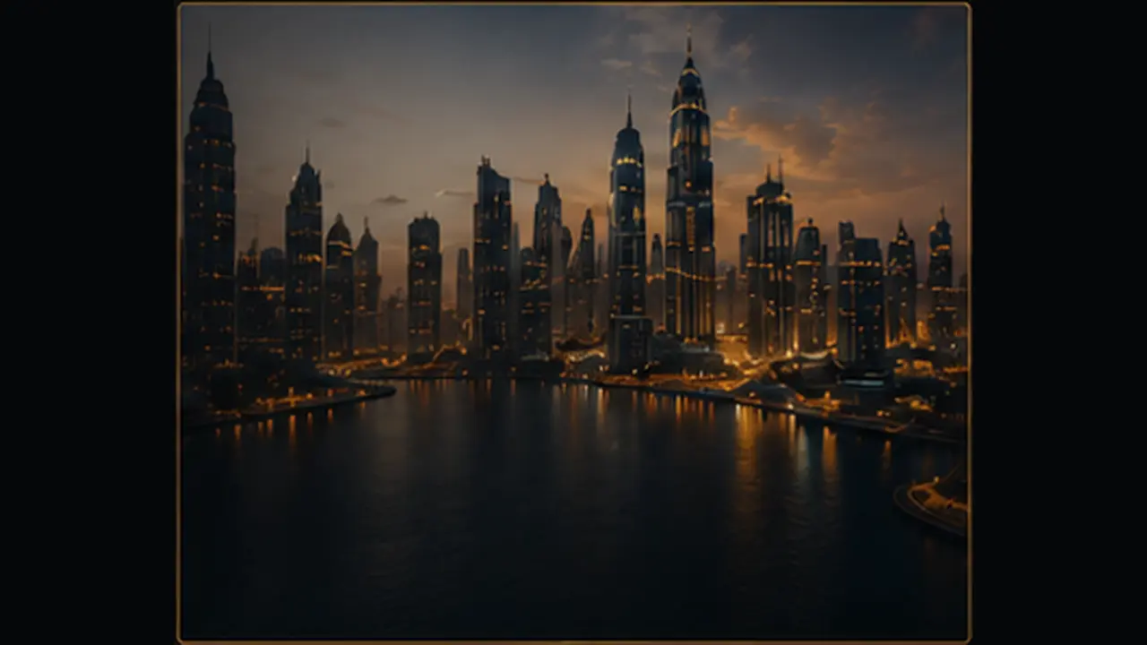 Dubai financial district skyline at dusk