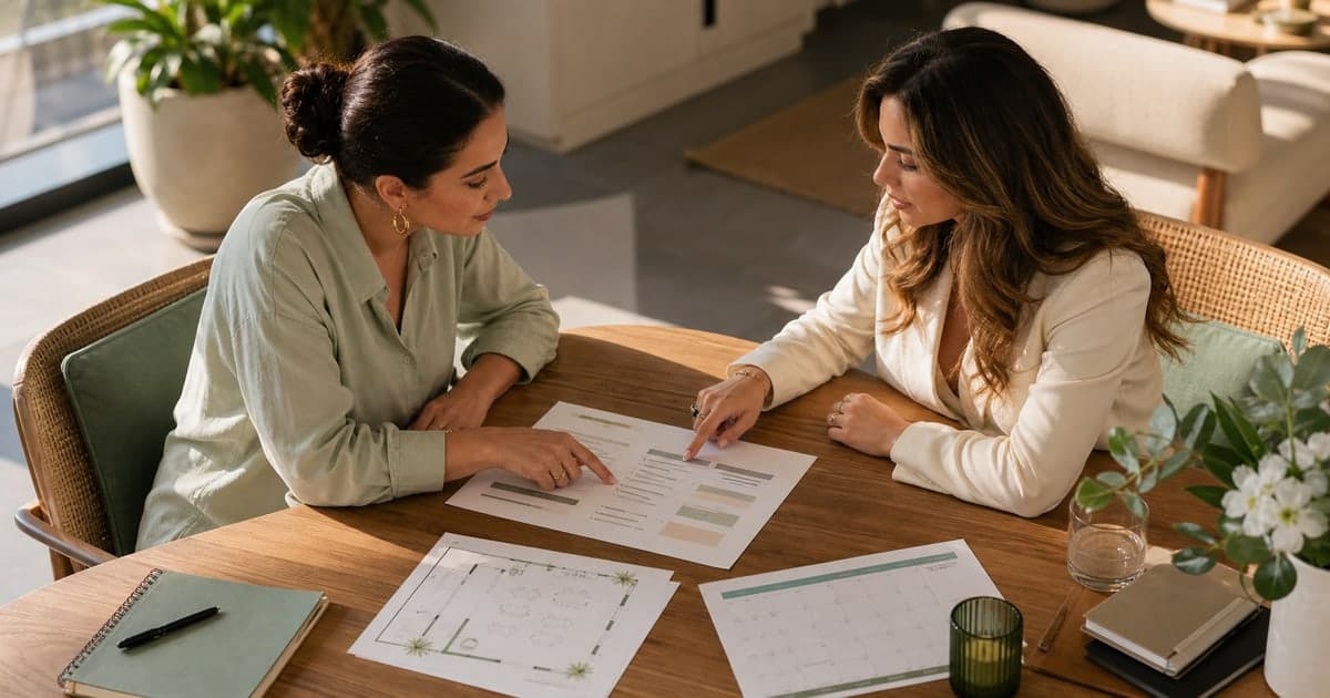 Planner and MC reviewing the scope behind an event-specific Dubai quotation